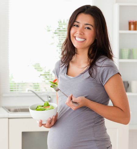 Pregnant Woman Eating Healthy